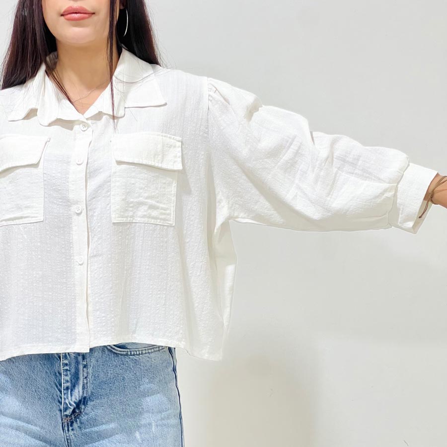 شومیز کراپ دوجیب لینن کد 1422
